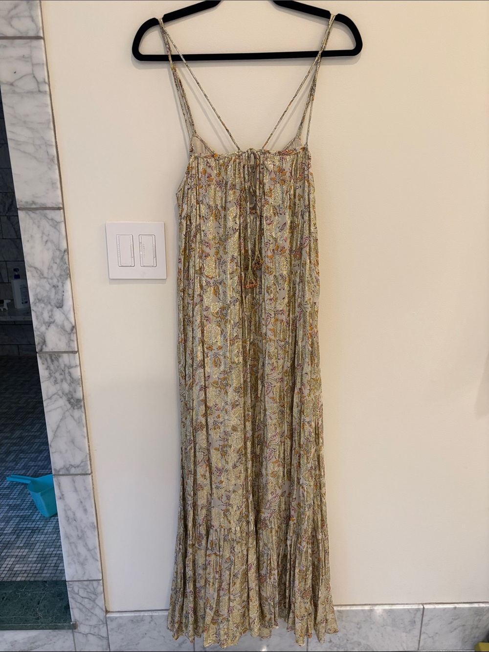 Zara floral gold shimmer maxi dress - Picture 5 of 5